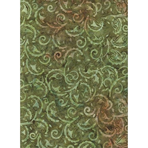 Dill Green Floral Gypsy Paisley Batik ~ Half Yard!! ~ Java Block P...