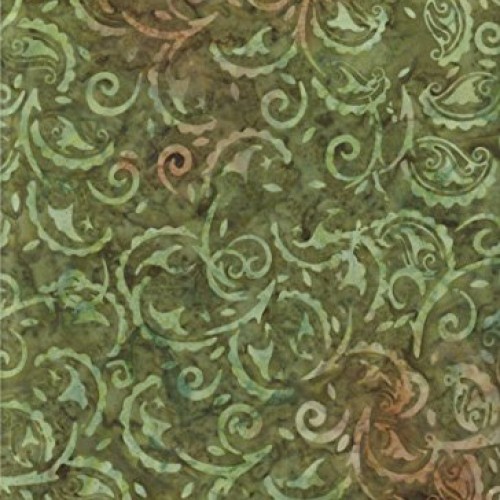 Dill Green Floral Gypsy Paisley Batik ~ Half Yard!! ~ Java Block P...
