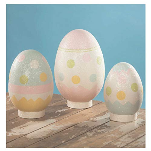for Set/3 Large Polka Dot Easter Eggs Paper Mache Retro VNTG Decor...