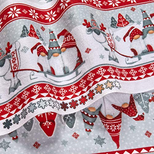 Henry Glass Flannel Winter Whimsy Gnome Novelty Stripe Red/Gray Fa...