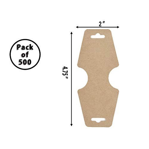 HUAPRINT Necklace Card holderBrown, 500 Pack-Kraft Paper Bracele...