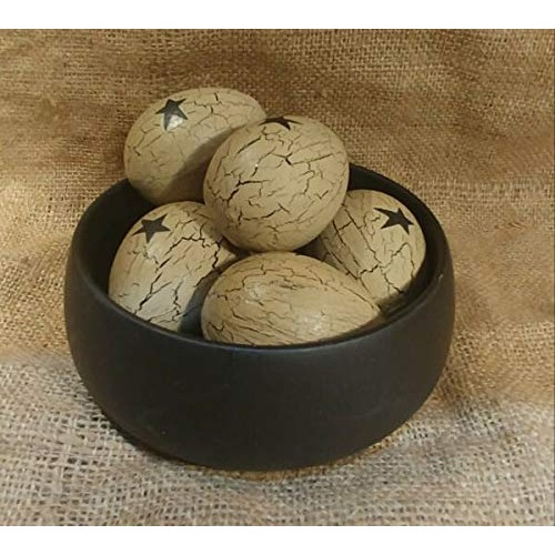 Maryn for Primitive Crackle Painted Tan with Black Stars Paper Mac...
