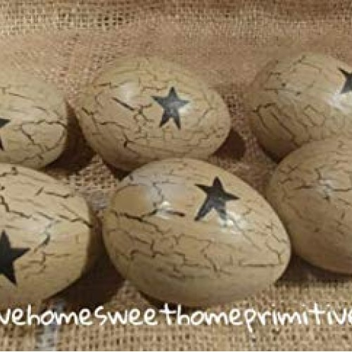 Maryn for Primitive Crackle Painted Tan with Black Stars Paper Mac...
