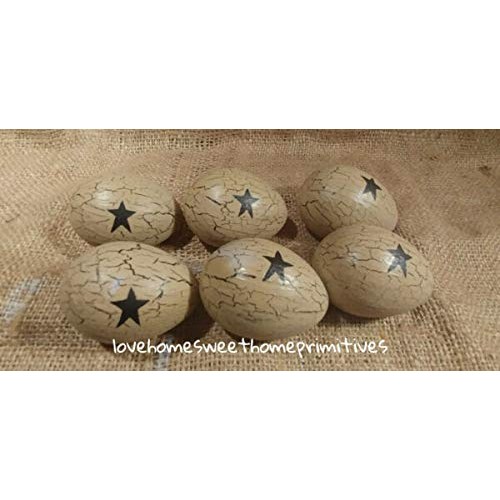 Maryn for Primitive Crackle Painted Tan with Black Stars Paper Mac...