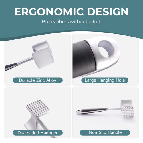 KITEXPERT Meat Tenderizer Hammer with Comfortable-Grip Handle, Dua...