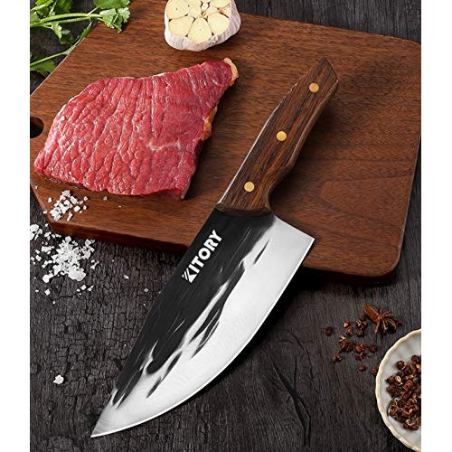 KITORY Butcher Boning Knife 7 Hand Fogred Chinese Meat Cleaver wi...