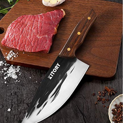 KITORY Butcher Boning Knife 7 Hand Fogred Chinese Meat Cleaver wi...