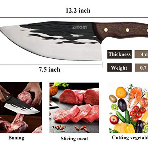 KITORY Butcher Boning Knife 7 Hand Fogred Chinese Meat Cleaver wi...