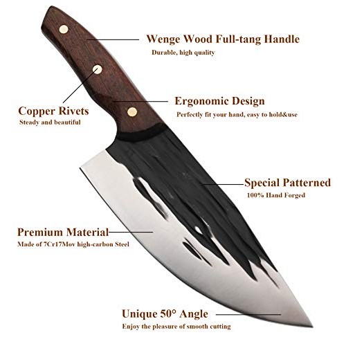 KITORY Butcher Boning Knife 7 Hand Fogred Chinese Meat Cleaver wi...