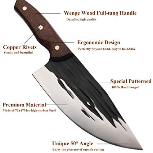 KITORY Butcher Boning Knife 7 Hand Fogred Chinese Meat Cleaver wi...