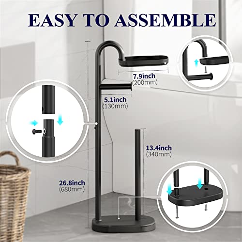 Kitsure Toilet Paper Holder Stand - Free-Standing with a Weighted ...