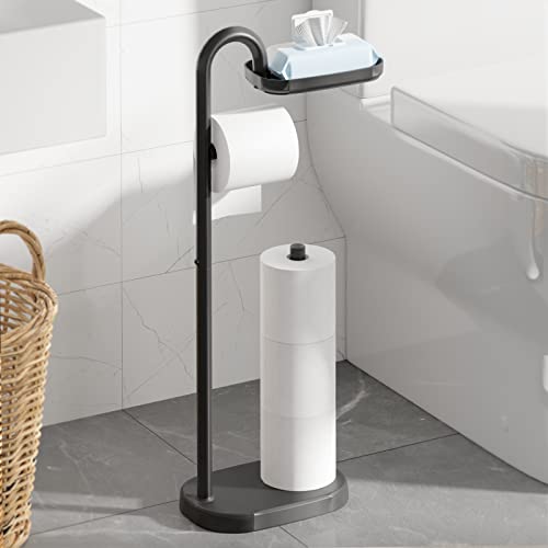 Kitsure Toilet Paper Holder Stand - Free-Standing with a Weighted ...