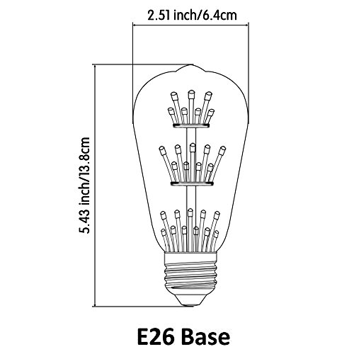 Kiven ST64 Vintage Edison Design A19 E26 2200K Warm White Retro En...