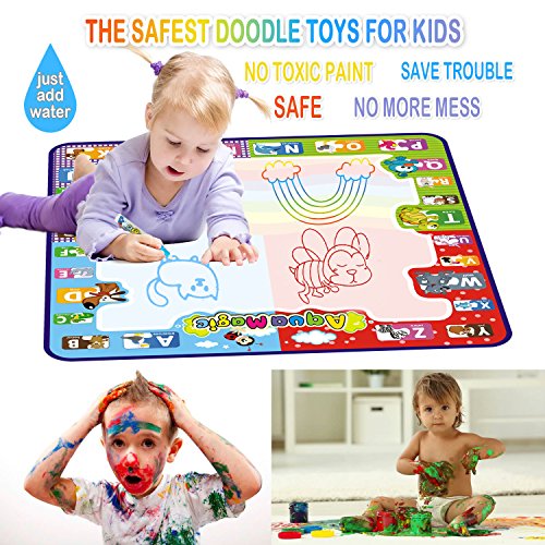 KIZZYEA Water Doodle Mat, Kids Large Aqua Coloring Mat, Mess-Free ...