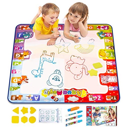 KIZZYEA Water Doodle Mat, Kids Large Aqua Coloring Mat, Mess-Free ...