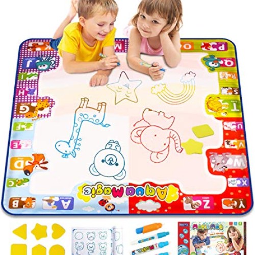 KIZZYEA Water Doodle Mat, Kids Large Aqua Coloring Mat, Mess-Free ...