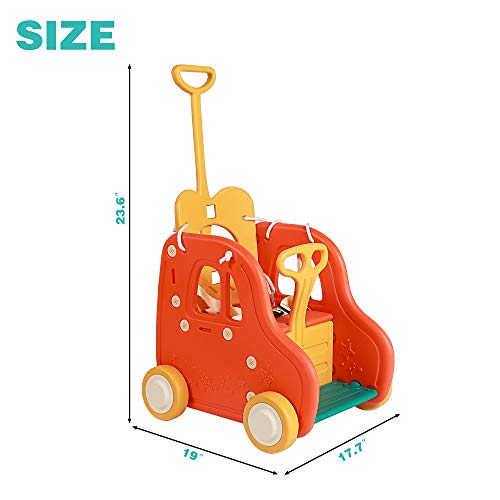 4 in 1 Toddler Slide Swing Stroller Basketball Hoop Set for Boys G...