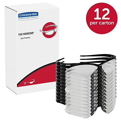 KLEENGUARD V30 Nemesis Safety Glasses 25676, Clear with Black Fr...