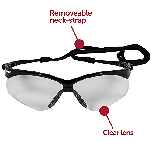 KLEENGUARD V30 Nemesis Safety Glasses 25676, Clear with Black Fr...