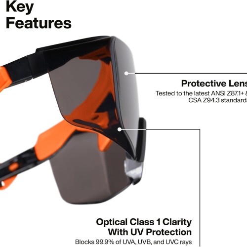 KLEIN TOOLS 03007 Over-The-Glasses Safety Glasses, Shaded Lens
