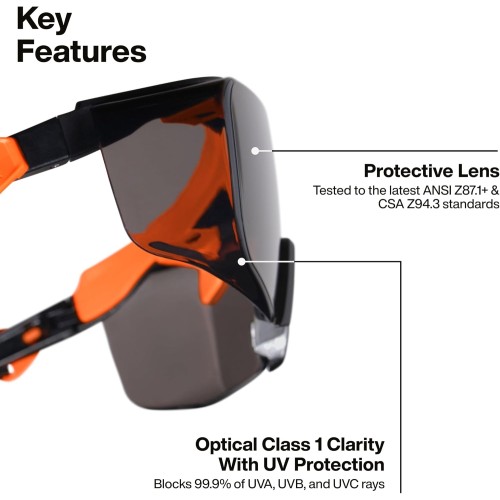 KLEIN TOOLS 03007 Over-The-Glasses Safety Glasses, Shaded Lens