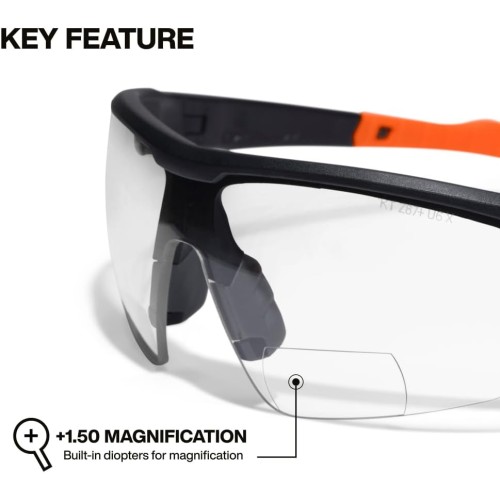 KLEIN TOOLS 03614 Bifocal Safety Glasses with +1.50 Diopter Magnification