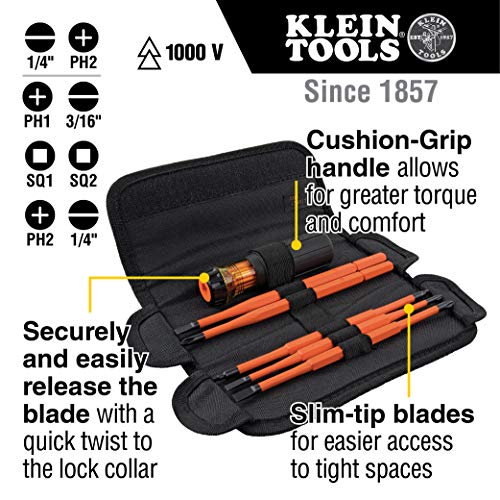 Klein Tools 32288 Insulated Screwdriver, 8-in-1 Screwdriver Set wi...