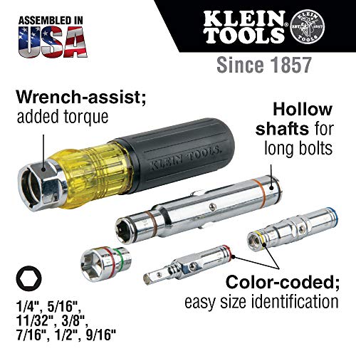 Klein Tools 32807MAG 7-in-1 Nut Driver, Magnetic Driver with SAE H...