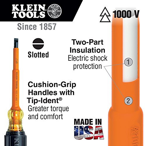 Klein Tools 33532-INS Electrical Insulated Screwdriver Set of 2, 4...