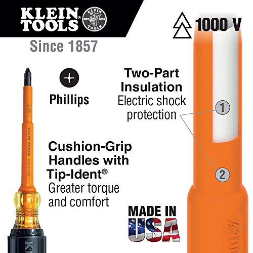 Klein Tools 33532-INS Electrical Insulated Screwdriver Set of 2, 4...