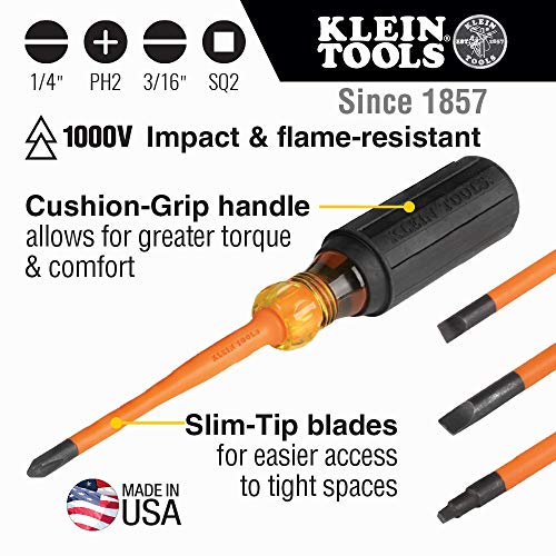 Klein Tools 33734INS 1000V Slim Tip Insulated Screwdriver Set, Phi...