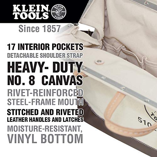 Klein Tools 5102-24SP Deluxe Canvas Tool Bag 24-Inch Made of Natur...