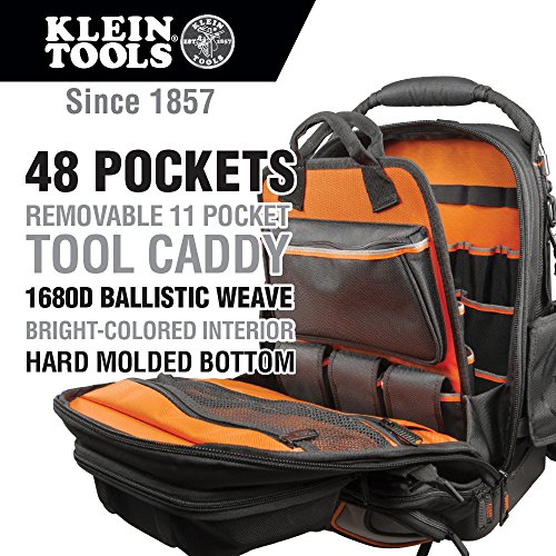 Klein Tools 55485 Backpack Tool Bag, Durable Electrician Tool Bag ...