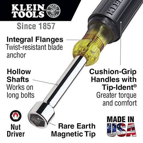 Klein Tools 610M Nut Driver, Stubby Set, Hex Sizes 1/4-Inch and 5/...