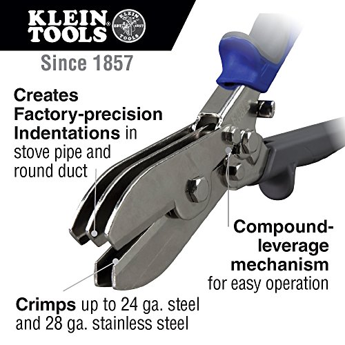 Klein Tools 86520 5 Blade Crimper for Ductwork, Pipe and Sheet Met...