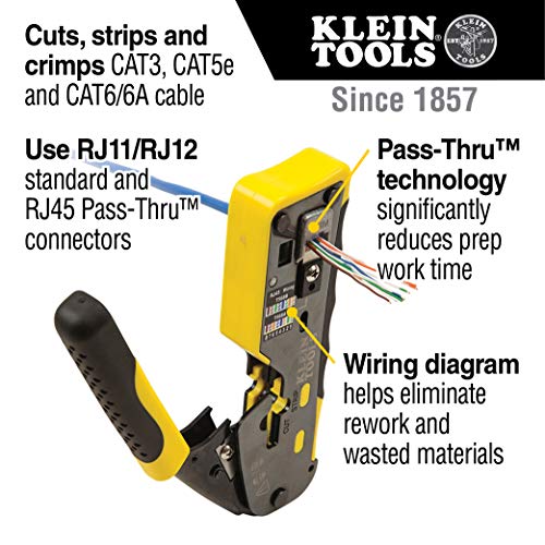 Klein Tools VDV226-110 Ratcheting Modular Cable Crimper/Wire Strip...