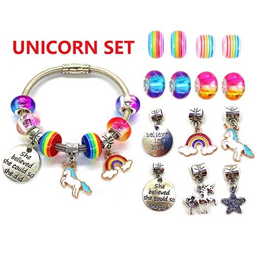 Charm Bracelet Making Kit,Jewelry Making Supplies Beads,Unicorn/Me...