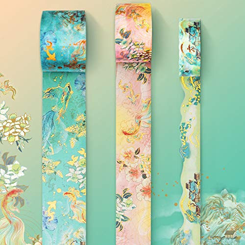 Phoenix Reborn Gold Foil Washi Tape Set, 3 Rolls of Decorative Col...