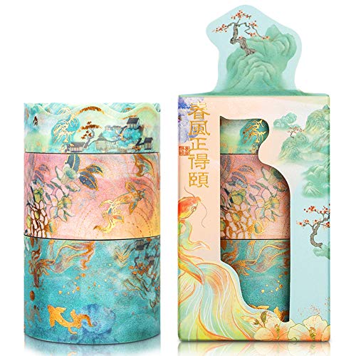 Phoenix Reborn Gold Foil Washi Tape Set, 3 Rolls of Decorative Col...