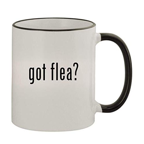 got flea? - 11oz Colored Handle and Rim Coffee Mug, Black