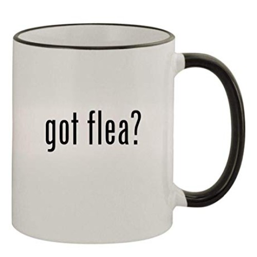 got flea? - 11oz Colored Handle and Rim Coffee Mug, Black