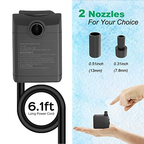 Knifel Submersible Pump 200GPH Ultra Quiet with Dry Burning Protec...