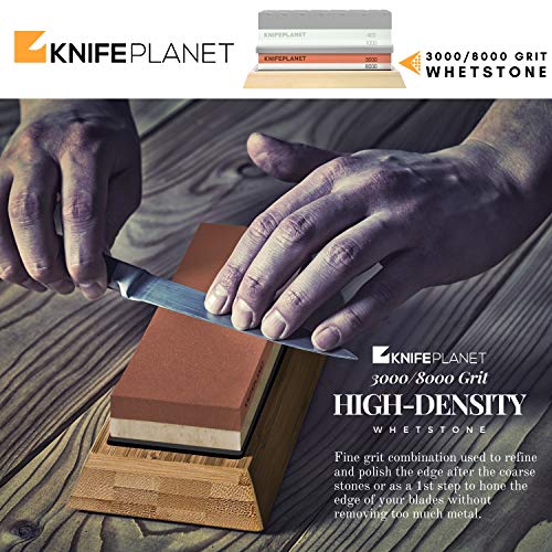 Knife Sharpening Stone Set - 400/1000 and 3000/8000-Grit Professio...