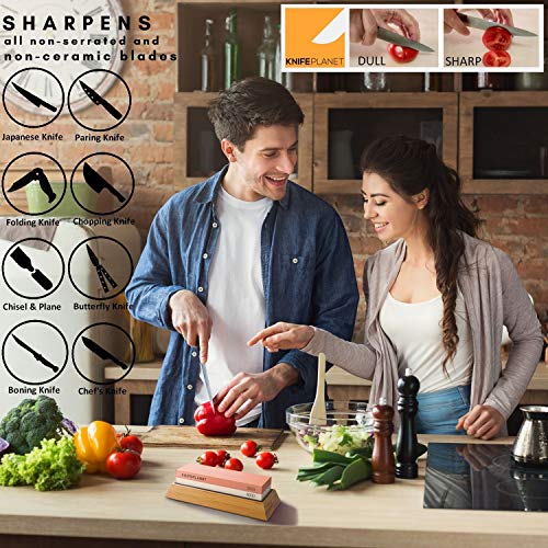 Knife Sharpening Stone Set - 400/1000 and 3000/8000-Grit Professio...