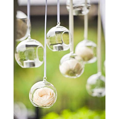 KNIKGLASS 80MM Hanging Glass Tealight Holder Globe Plant Terrarium...
