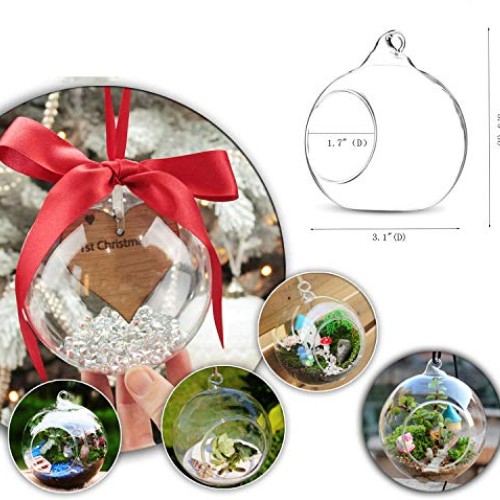 KNIKGLASS 80MM Hanging Glass Tealight Holder Globe Plant Terrarium...