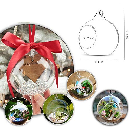 KNIKGLASS 80MM Hanging Glass Tealight Holder Globe Plant Terrarium...