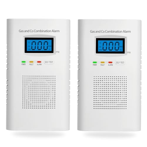 2 Pack Combination Gas & Carbon Monoxide Detectors - Plug in CO Al...