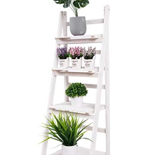 Kodycity Plant Stand Indoor Flower Pot Pots Ladder Shelf Wood Fold...