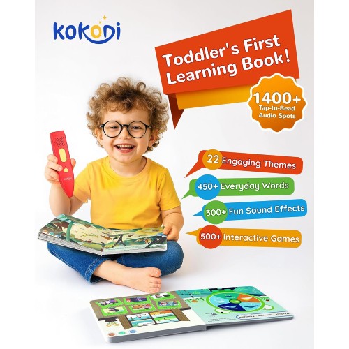 KOKODI Talking Pen Books Sets, Interactive Audio Sound Books Kids Learning Electronic Toys for Boys Girls, Autism Sensory Games, Early Educational Gifts Birthday Gifts for Toddlers Kids Age 2 3 4 5